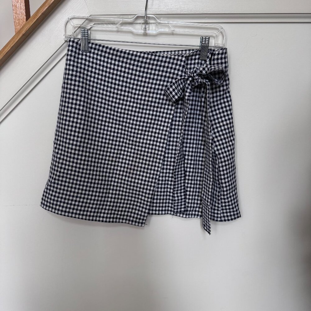 Nasty Gal Faux Wrap Checked Print Mini Skirt